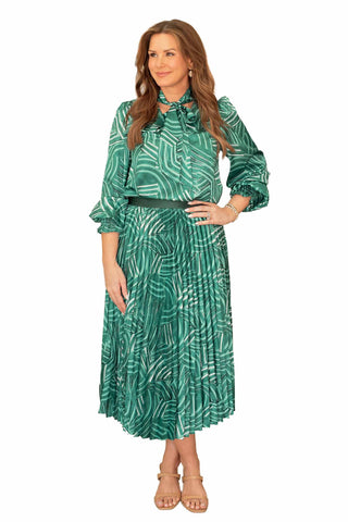Tie Neck Blouse - Green Pathways