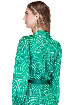 Tie Neck Blouse - Green Pathways