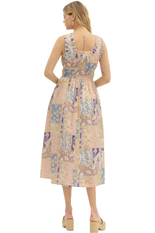 Sleeveless Midi Dress - Patchwork