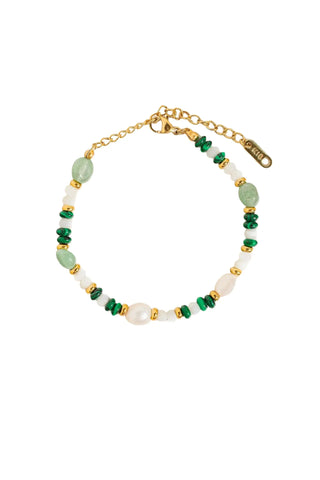 18k Non-Tarnish Bohemian Stone And Bead Bracelet - Faye-Green Bracelets Flanerie Monkee's of The Woodlands