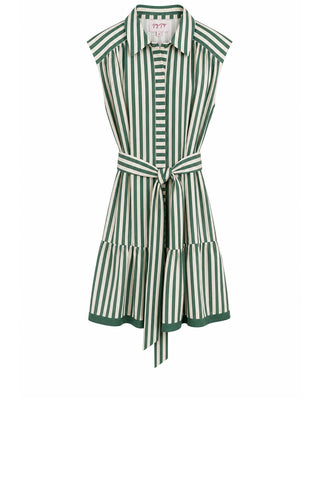 Contrast Shirtdress - Green Stripe Dresses Joy Joy Monkee's of The Woodlands