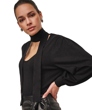 Esqualo Scarf Knit Sweater - Black