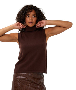 Esqualo Sleeveless Wool Sweater - Chocolate Brown