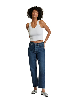 Blondie Structured Rib Bra Friendly Tank - White