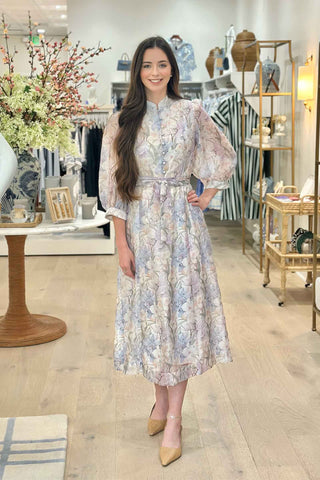 Stand Collar A-Line Midi Dress - Whispering Lilies Dresses Jade Monkee's of The Woodlands