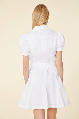 Linen Belted Dress - White