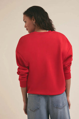 Collegiate Sweatshirt - Haute Rouge with White