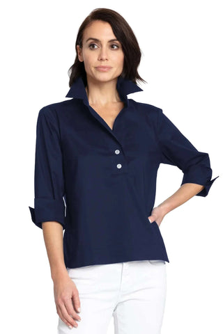 3/4 Sleeve Aileen Top - Navy