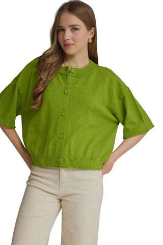 3/4 Sleeve Top - Pea Green Tops entro Monkee's of The Woodlands