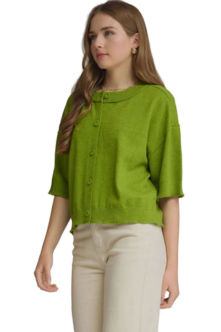 3/4 Sleeve Top - Pea Green Tops entro Monkee's of The Woodlands
