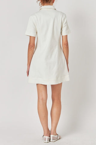 Denim Shirt Mini Dress - White