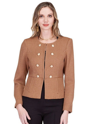 Buttons Cinched Waist Jacket - Camel