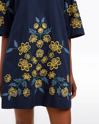 Mallory Embroidered Bell Sleeve Mini Dress - Nassau Navy Multi