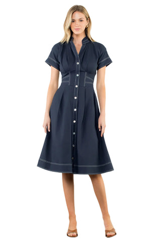 Short Sleeve Button Denim Dress