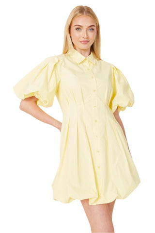 Poplin Balloon Dress - Yellow