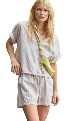 Striped Pocket Short - Flax Stripe