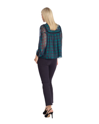 Bow Long-Sleeve Top - Evergreen Tartan