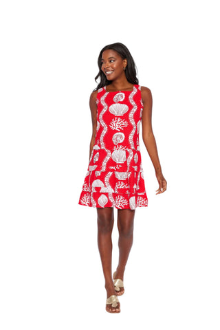 Sea Stripe Square Neck Dress - Seaside Print
