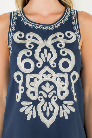 Embroidered Detail Tank Dress