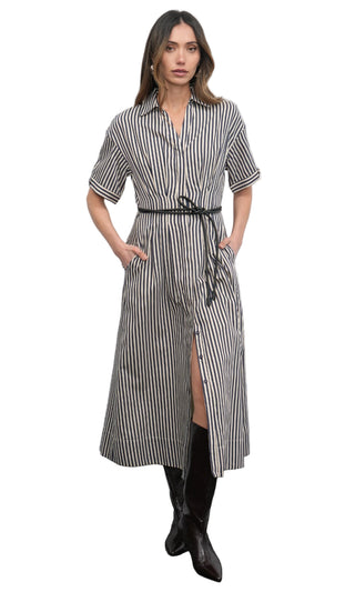 Greylin Vanisa Stripe Midi Shirt Dress - Navy