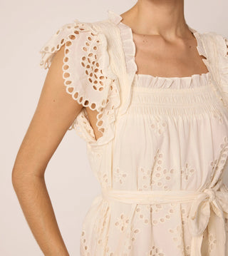 Mireya Mini Dress - Ivory Eyelet