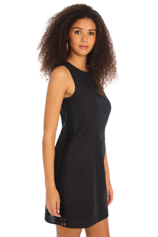 Allison New York Aimee Dress. Black Linen Shift Dress