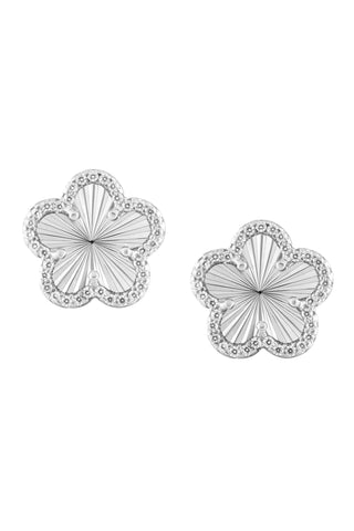 Adeline Pave Outline Clover Studs - Silver Earrings Sahira Monkee's of The Woodlands