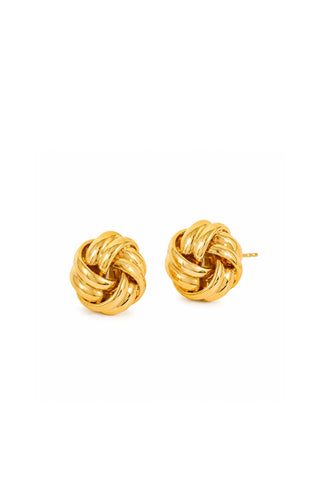 Alix 18k Gold Basket Weaved Classic Studs - Yellow Gold Earrings Flanerie Monkee's of The Woodlands