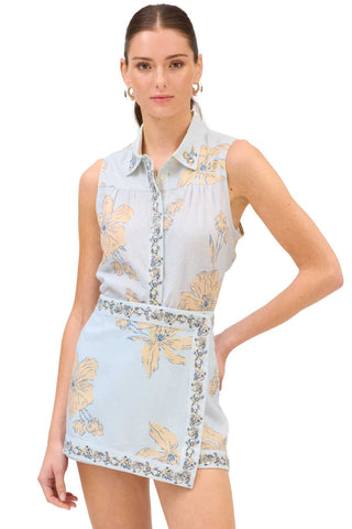 Sophie Skort - Pale Blue Floral Skirts Allison New York Monkee's of The Woodlands