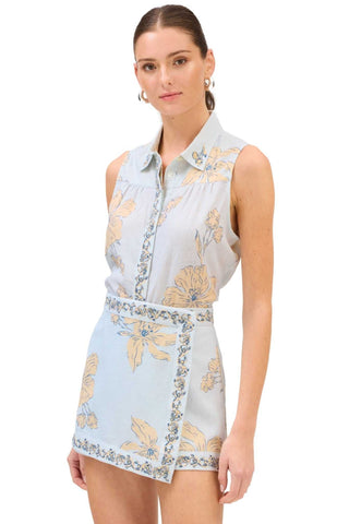 Sophie Skort - Pale Blue Floral Skirts Allison New York Monkee's of The Woodlands