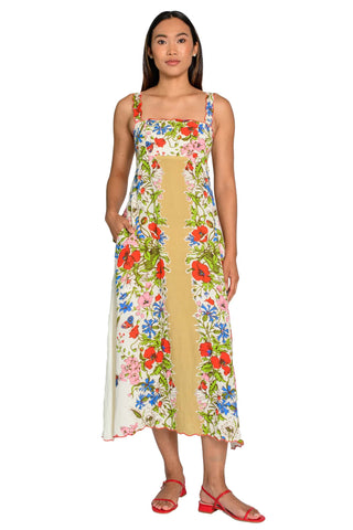 Elizabeth James Annalisa Dress - Butterfly Garden. Floral Dress with Beige Center for Women