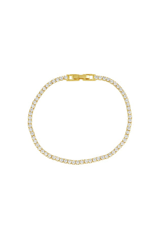 Dainty Tennis Bracelet with Yellow Gold and CZ Stones