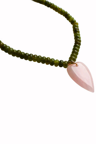 Asha Beaded Necklace - Green/Pink
