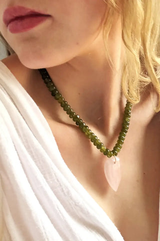 Asha Beaded Necklace - Green/Pink