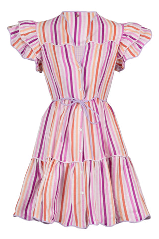CeliaB Short Baba Dress in Pink and Purple Stripe