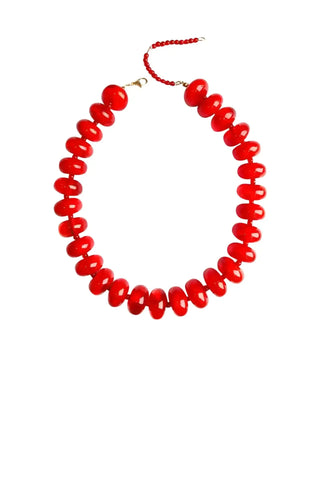 Bailey Chunky Beaded Necklace - Red
