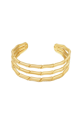 Yellow Gold. Bamboo Layered Cuff