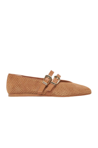 Baylee Pecan Perforated Suede Flats