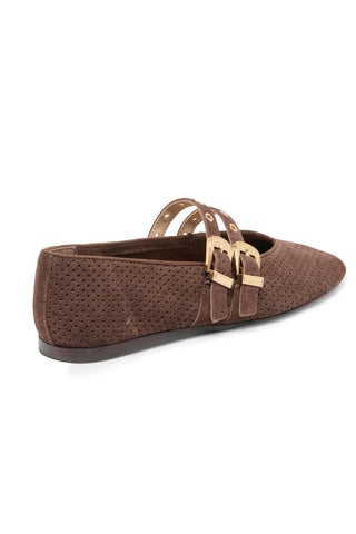 Dolce Vita Baylee Grommet Flats - Dark Brown Perforated Suede