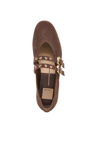 Dolce Vita Baylee Grommet Flats - Dark Brown Perforated Suede