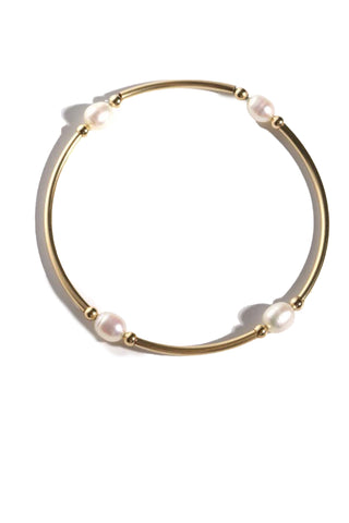 Blessing Bangle Bracelet Gold Filled Size 7 - Pearl Gold