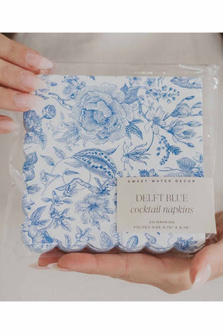 Blue Delft Foil Cocktail Napkins Home & Gifts Sweet Water Decor Monkee's of The Woodlands