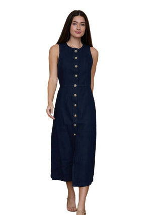 Moon River - Button Down Sleeveless Denim Midi Dress