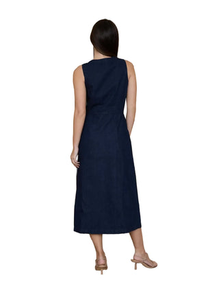 Moon River - Button Down Sleeveless Denim Midi Dress