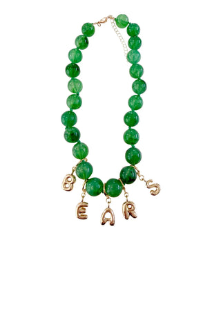 Baylor Campus Game Day Green Bubble Letter Beaded Necklace
