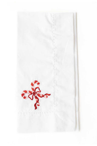 Candy Cane Embroidered Dinner Napkin