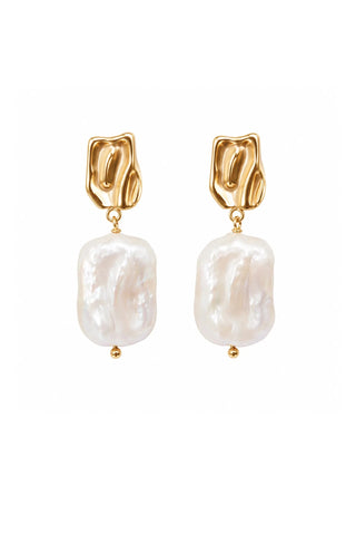 Charis Non-Tarnish Baroque Pearl Gold Earring - Yellow Gold Earrings Flanerie Monkee's of The Woodlands