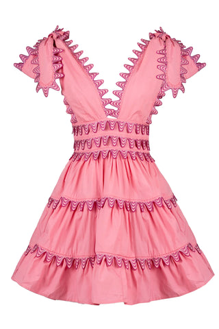 Celiab Short Cheli Dress with Ruffle and Tie Shoulders