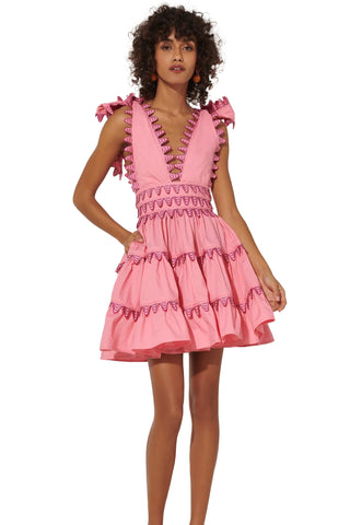 Celiab Short Cheli Dress with Ruffle and Tie Shoulders