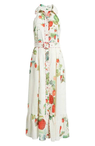 Katerina Halter Tiered Midi Dress - Off White Multi Dresses Ciebon Monkee's of The Woodlands